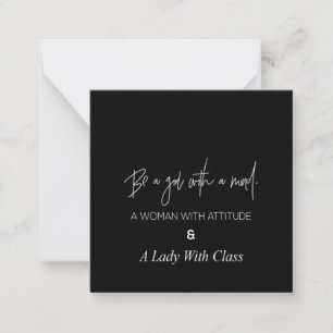 wees een meisje met een geest en een vrouw met een notitiekaartje