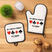 Wees een mentale gymnast Speel Bridge Vier Kaartsu Ovenwant & Pannenlap Set (Top down)