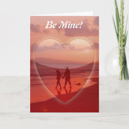 Wees een mijnenstel in liefde op de strand Valenti Feestdagen Kaart