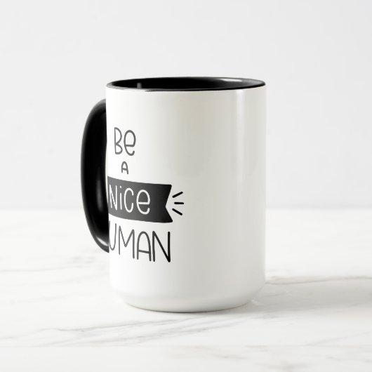 Wees een mooi mens mok (Voorkant links)