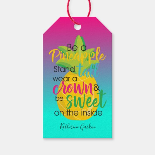 Wees een mooie ananas citaat dank u cadeaulabel (Voorkant)