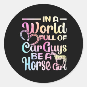 Wees een paardenmeisje met paardenrugrol Rider Equ Ronde Sticker