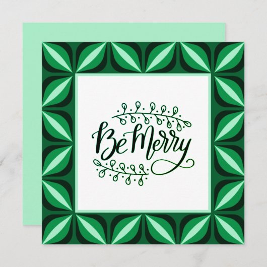 Wees een prettige, groene kerstkaart met Retro-ker (Voorkant / Achterkant)