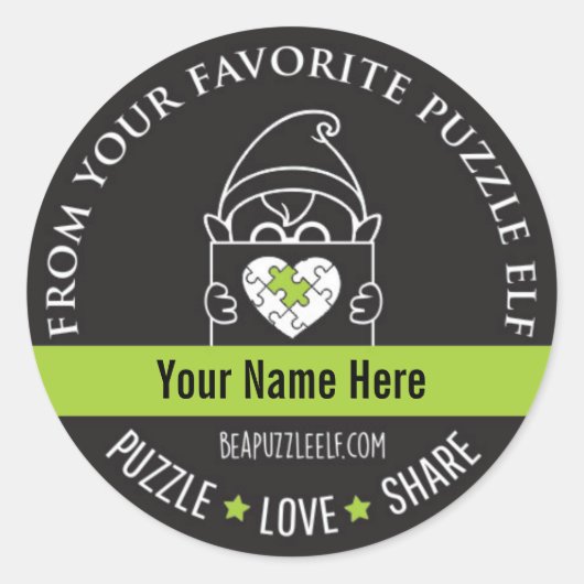 Wees een Puzzel Elf – Persoonlijke Sticker (Voorkant)