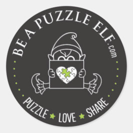 Wees een Puzzel Elf – PUZZEL. LIEFDE. DELEN Sticke Ronde Sticker