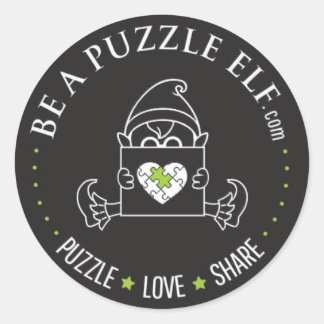 Wees een Puzzel Elf – PUZZEL. LIEFDE. DELEN Sticke Ronde Sticker