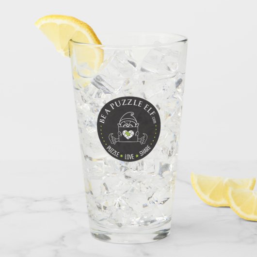 Wees een Puzzel Elf — Waterfles / Bekerstelter Glas (Voorkant ijs)