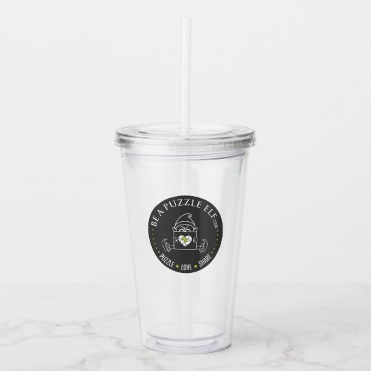 Wees een Puzzel Elf — Waterfles / Thermoskan Acryl Drinkbeker (Voorkant)