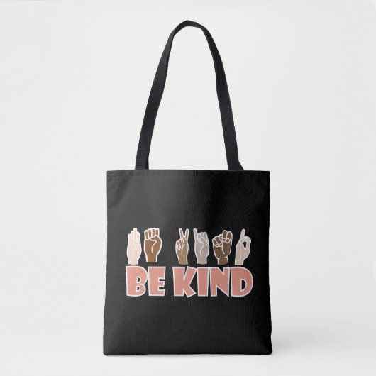 Wees een soort ASL American Sign Tote Bag (Voorkant)