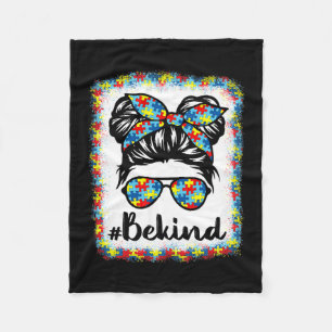 Wees een soort autisme-bewustwording Bun Girl Teac Fleece Deken