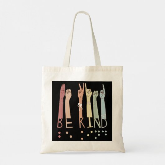 Wees een soort gebarentaal brailletaal met een vis tote bag (Achterkant)