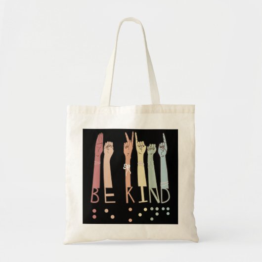 Wees een soort gebarentaal brailletaal met een vis tote bag (Voorkant)