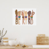 Wees een soort gebarentaal - Kindness ASL - Soort  Poster (Keuken)