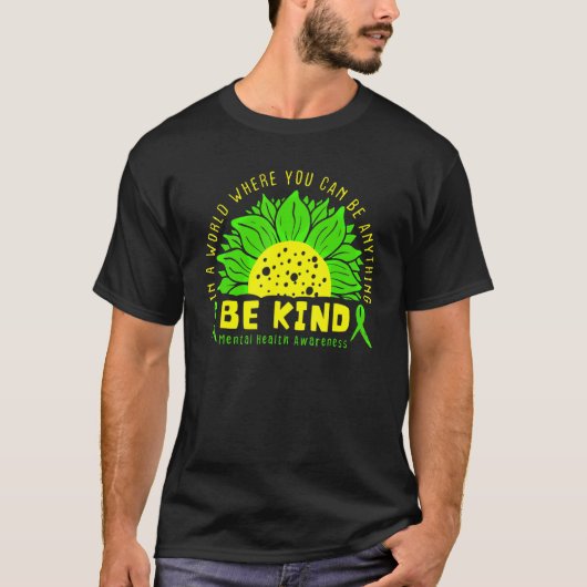 Wees een soort groene ribbon zonnebloem geestelijk t-shirt (Voorkant)