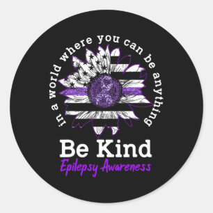 Wees een soort Paarse zonnebloem Kindness Epilepsi Ronde Sticker