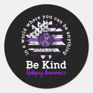 Wees een soort Paarse zonnebloem Kindness Epilepsi Ronde Sticker