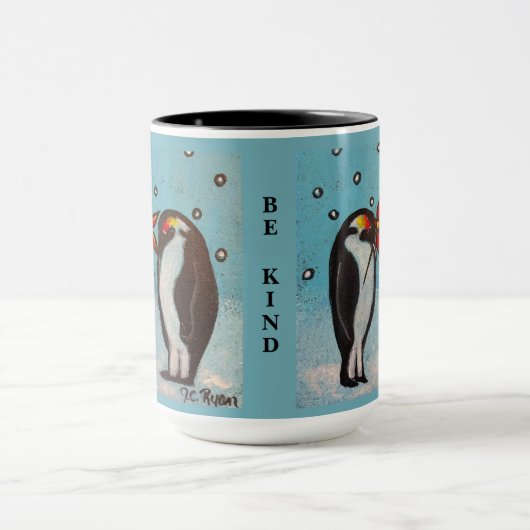 Wees een soort Penguin Love Whimsical Art Mok (Midden)