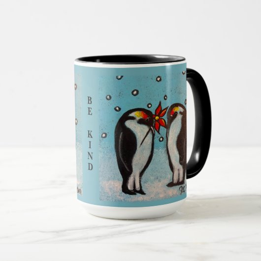 Wees een soort Penguin Love Whimsical Art Mok (Voorkant rechts)