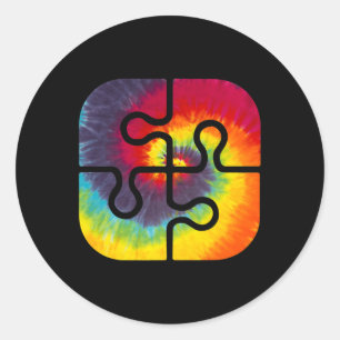 Wees een soort puzzelstukjes als een kleurstof han ronde sticker