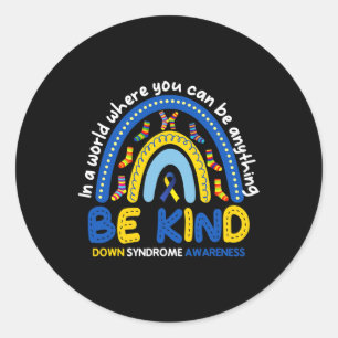 Wees een soort regenboogwereld onderaan het syndro ronde sticker