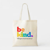 Wees een speciale grafische slogan voor regenboog tote bag (Achterkant)