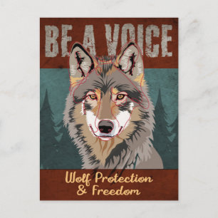 Wees een stem - Wolf bescherming en vrijheid Briefkaart