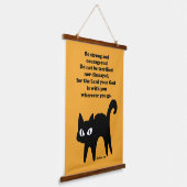 Wees een sterke en moedige zwarte kat hangend wandkleed (Gebogen)