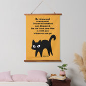 Wees een sterke en moedige zwarte kat hangend wandkleed (Slaapkamer)