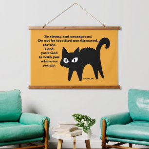 Wees een sterke en moedige zwarte kat hangend wandkleed