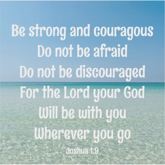 Wees een sterke Inspirerend Bible Verse Beach Lapt Sticker (Voorkant)