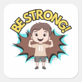 Wees een sterke kleine jongen, blijf gezond en ste vierkante sticker