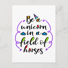 Wees een Unicorn in een Typografische Kunst voor p Briefkaart