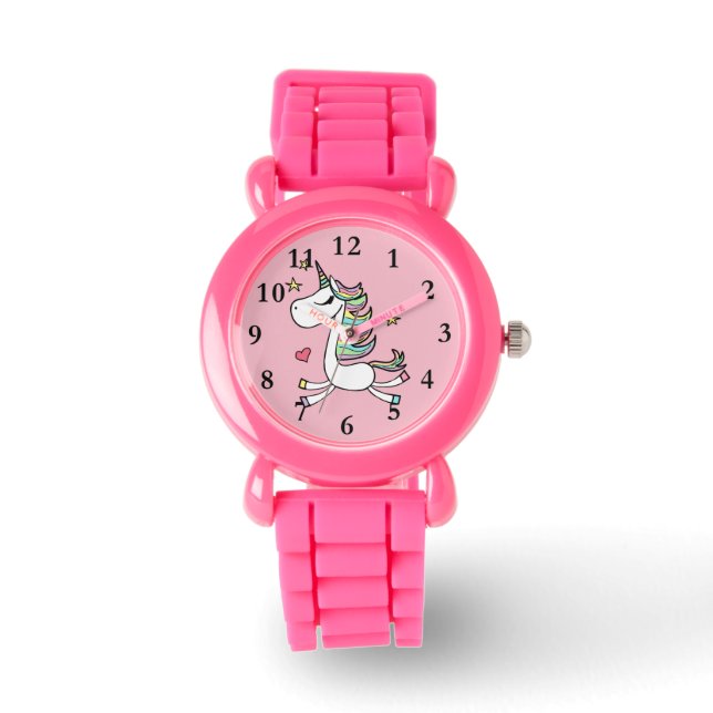 Wees een Unicorn Roze Glitter Watch Horloge (Voorkant)