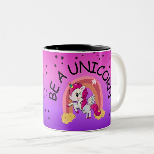 Wees een unicorn tweekleurige koffiemok (Voorkant rechts)