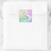 Wees een unicorn vierkante sticker (Tas)