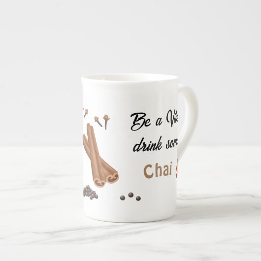 Wees een Vibe drink wat Chai Cup Porselein Kop (Voorkant rechts)