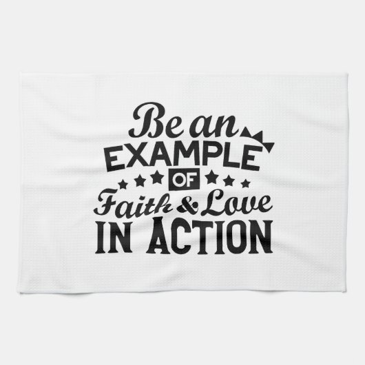 Wees een voorbeeld van geloof en liefde in actie theedoek (Horizontaal)