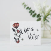 Wees een Voter Floral met bijen Briefkaart (Staand voorkant)