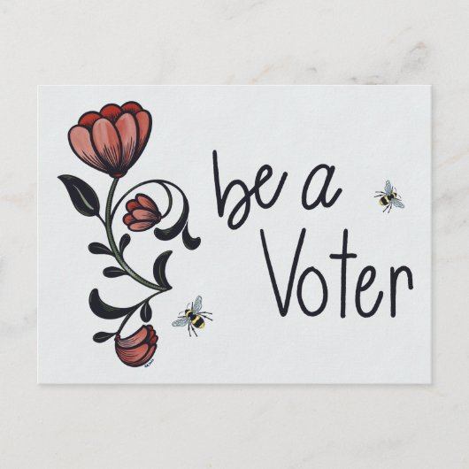 Wees een Voter Floral met bijen Briefkaart (Voorkant)