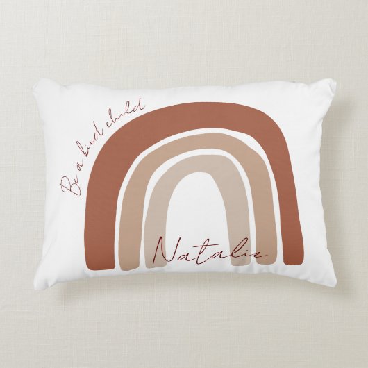 Wees een vriendelijk kind Monogram Nursery regenbo Accent Kussen (Voorkant)