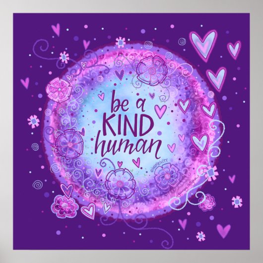 Wees een vriendelijk menselijk citaat Paarse inspi Poster (Voorkant)