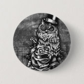 Wees een wijs tattoo stijlillustratie. ronde button 5,7 cm (Voorkant)