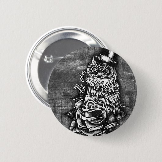 Wees een wijs tattoo stijlillustratie. ronde button 5,7 cm (Voorkant /achterkant)