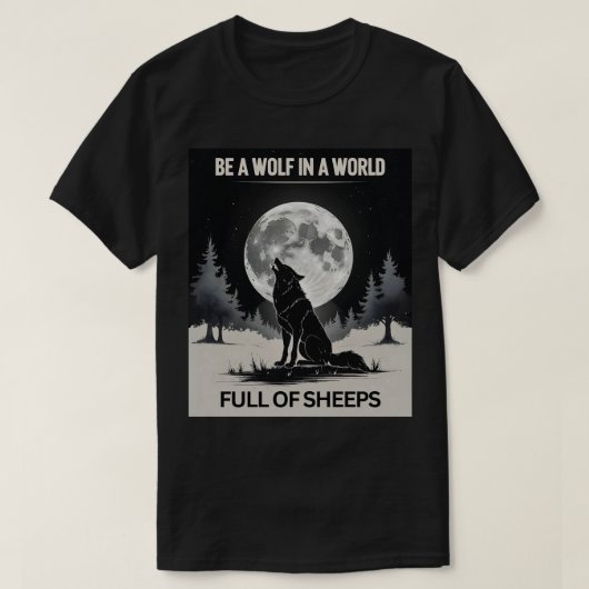 Wees een wolf in een wereld vol schapen - Moonligh T-shirt (Design voorkant)