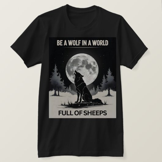 Wees een wolf in een wereld vol schapen - Moonligh T-shirt (Design voorkant)