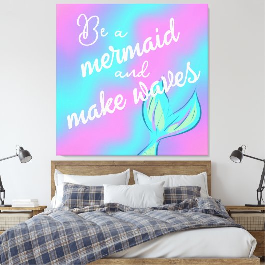 Wees een zeemeermin en maak golven canvas afdruk (Insitu (Slaapkamer))