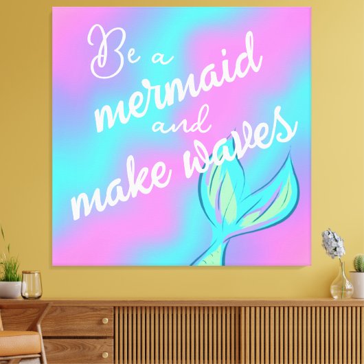 Wees een zeemeermin en maak golven canvas afdruk (Insitu (Woonkamer))