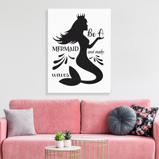 Wees een zeemeermin en maak golven canvas afdruk (Insitu (Woonkamer))