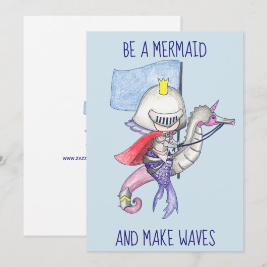 Wees een zeemeermin en maak golven / Knight Mermai Feestdagenkaart (Voorkant / Achterkant)