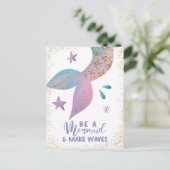 Wees een Zeemeermin en maak Golven Positief Citaat Briefkaart (Staand voorkant)